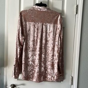Womens crushed velvet button down top